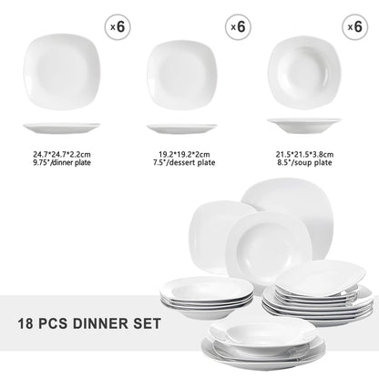 18 Piece Ceramic Porcelain Dinnerware Set