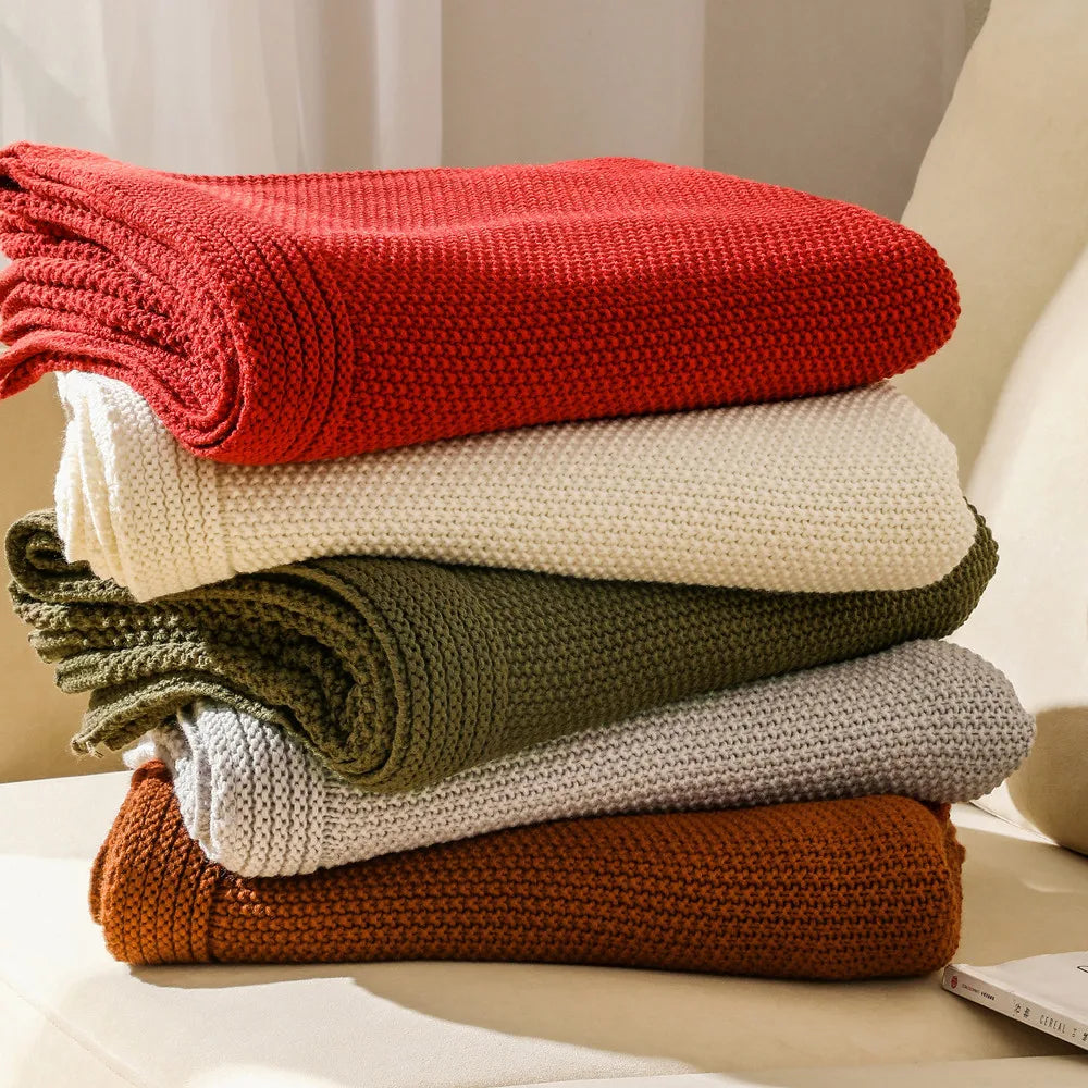 Cozy Knit Acrylic Throw Blanket