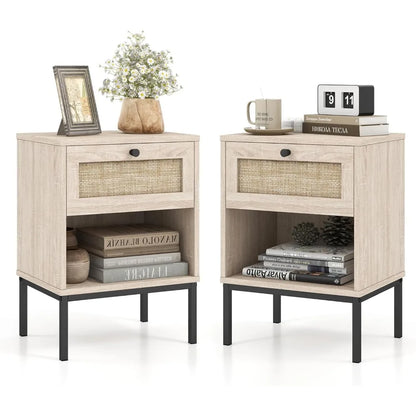 Rattan Nightstands Set of 2