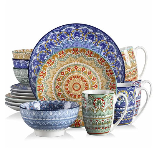16 Piece Mandala Dinnerware Set