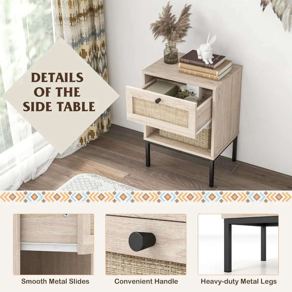 Rattan Nightstands Set of 2