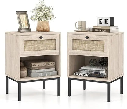 Rattan Nightstands Set of 2
