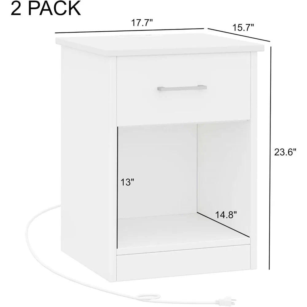 White Nightstand Set of 2