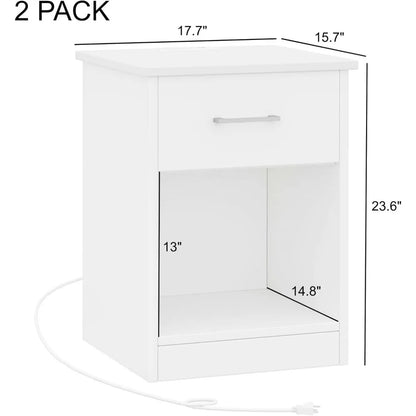 White Nightstand Set of 2