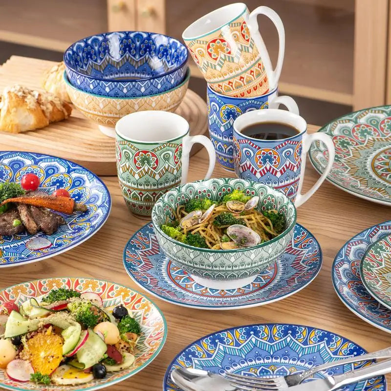 16 Piece Mandala Dinnerware Set