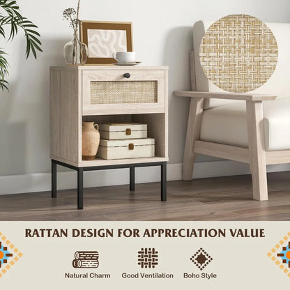 Rattan Nightstands Set of 2