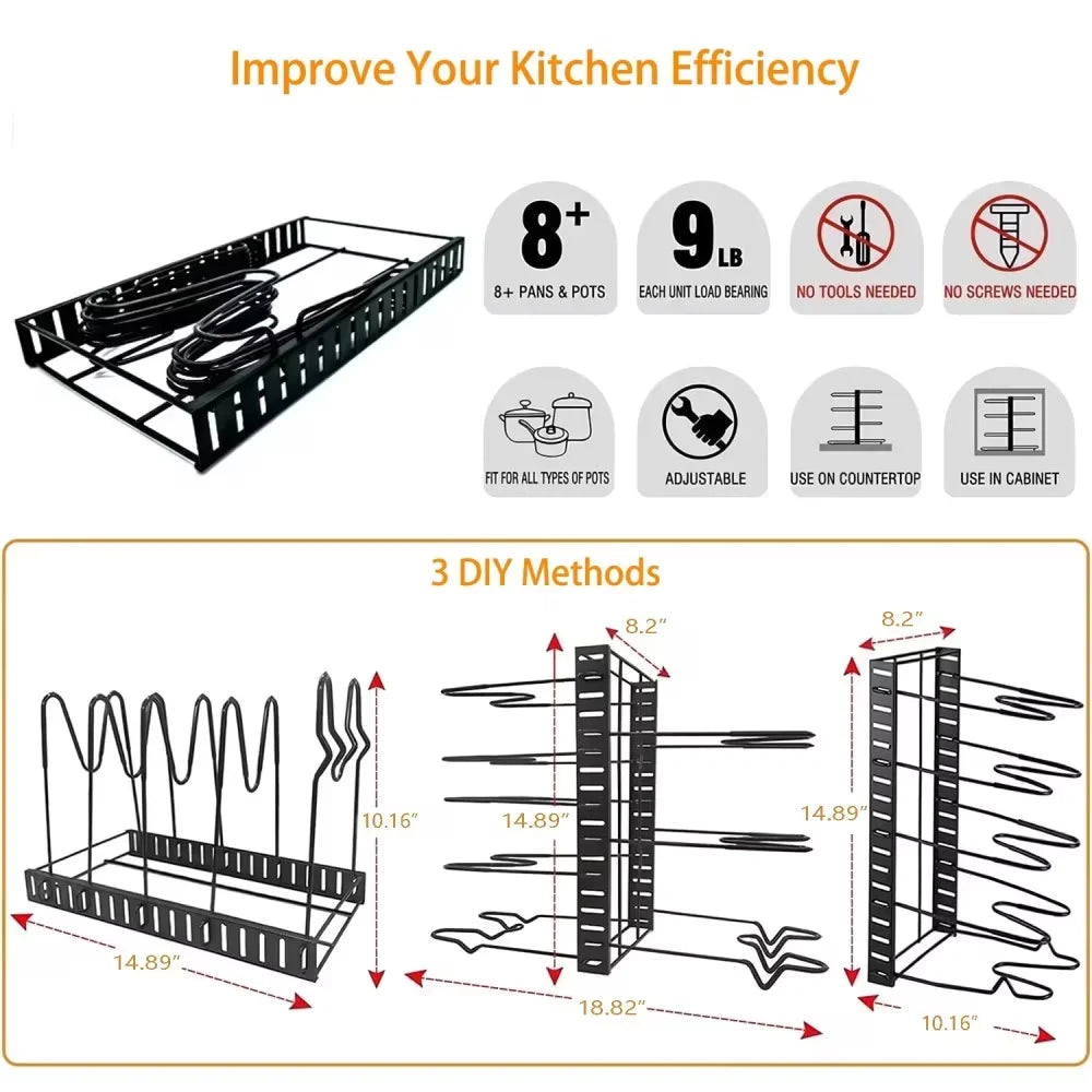 8 Tier Pots and Pans Rack Organizer