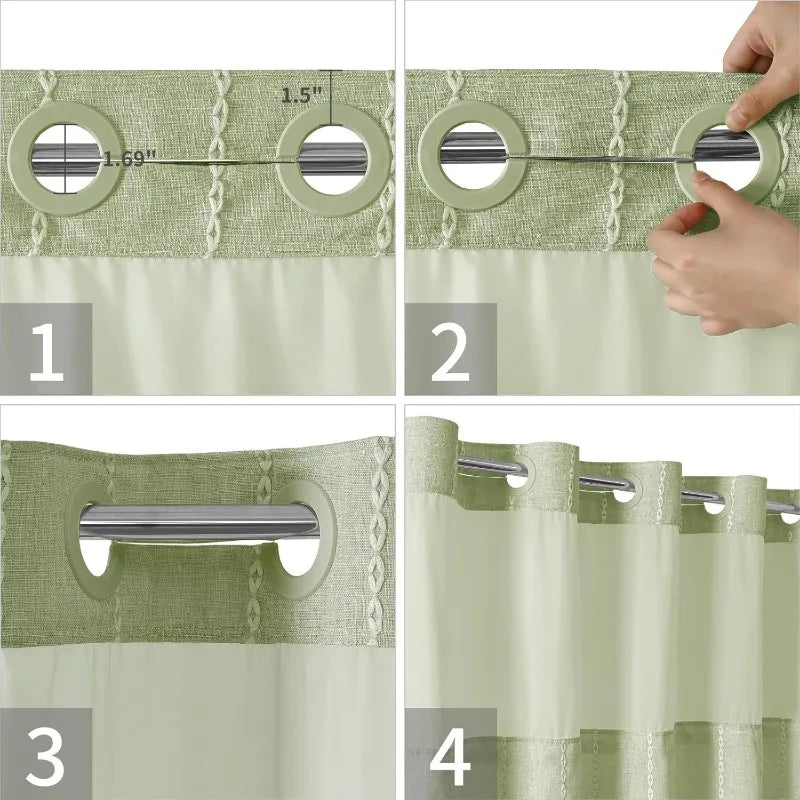 No Hook Shower Curtain with Snap-in Liner