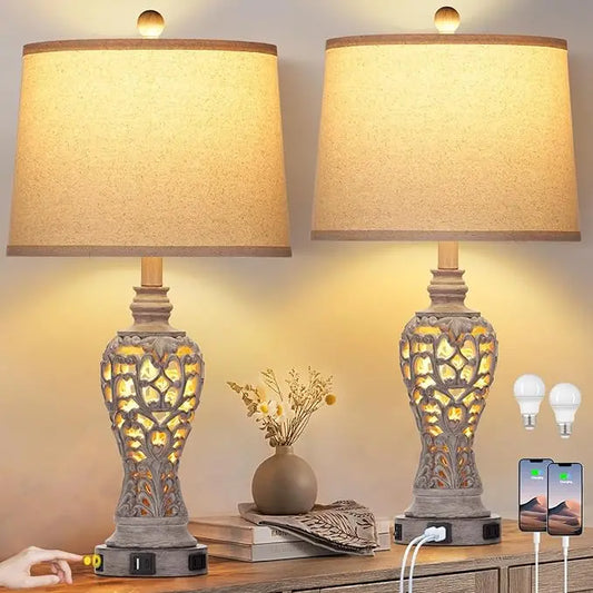 Farmhouse Table Lamps Set of 2