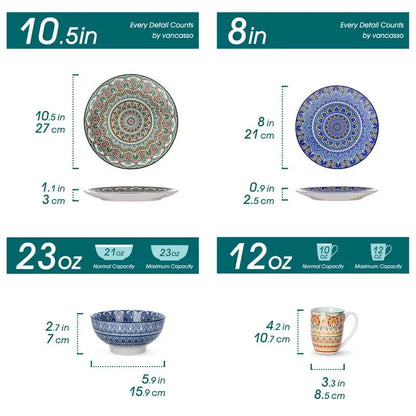 16 Piece Mandala Dinnerware Set