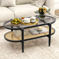 2 Tier Oval Acacia Wood Coffee Table